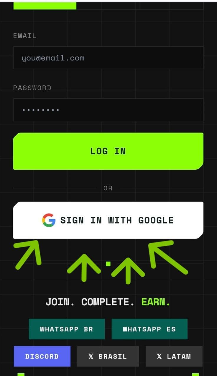 Tela de login da KGeN com a opção Entrar com Google
